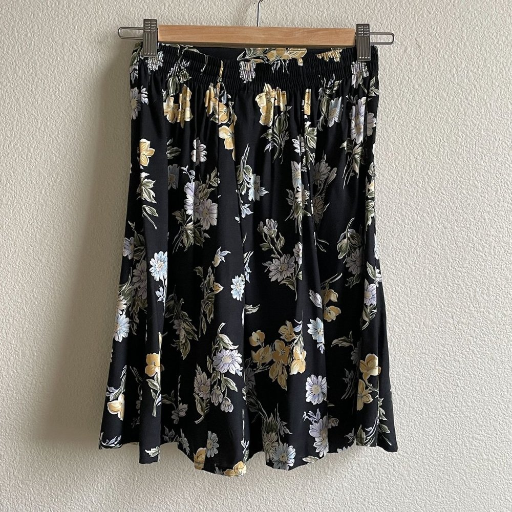 4/$25 Vintage Tres Paquette Skirt Mini Floral Lightweight A Line Circle Petite S - Picture 2 of 8
